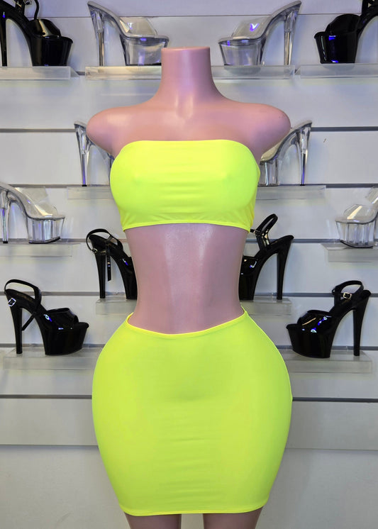 7F TWO PIECES Dress | Handmade Neon Stagewear (Without Stones) - Made to order