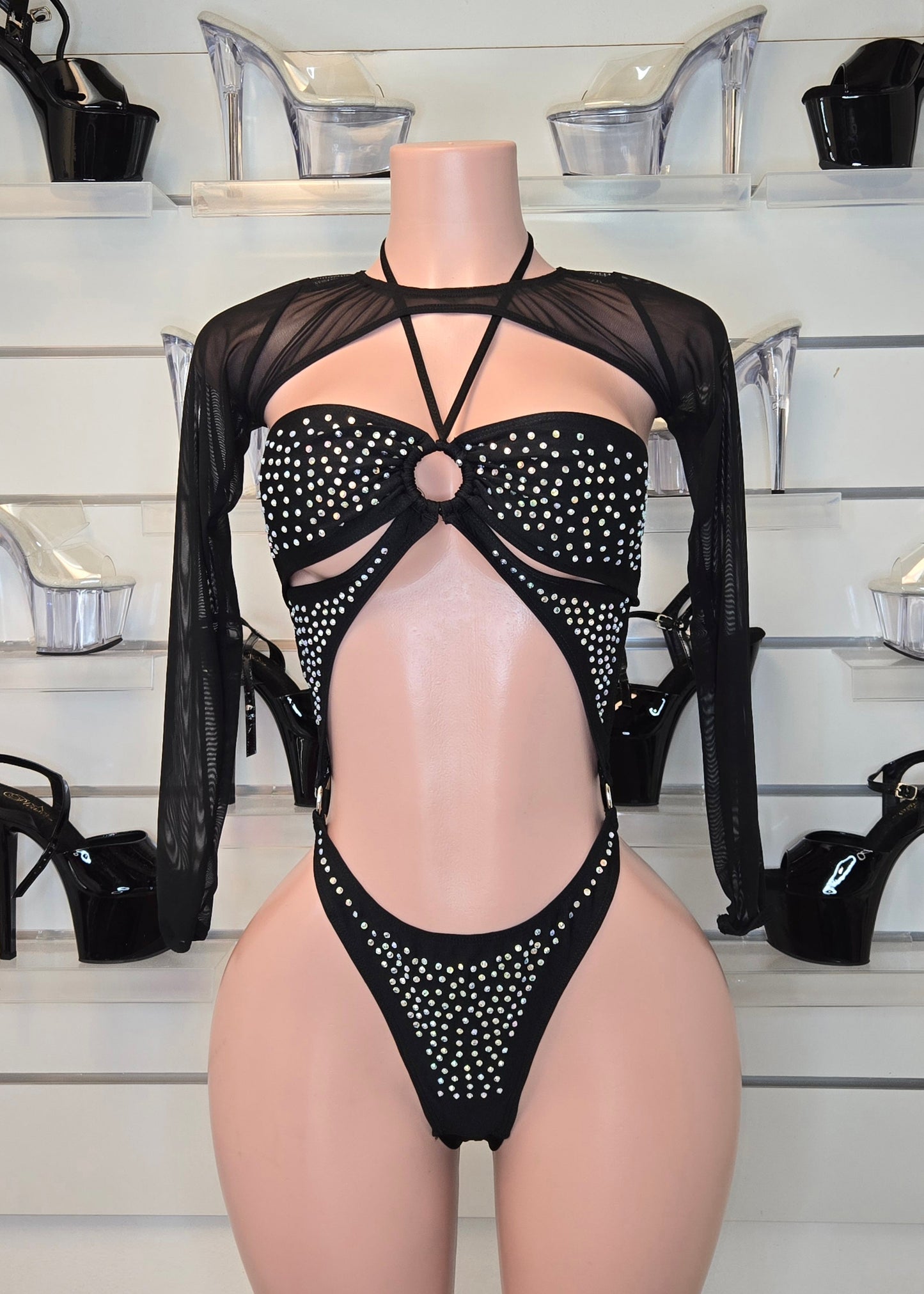10A Short Sleeve Bodysuit With Rhinestones
