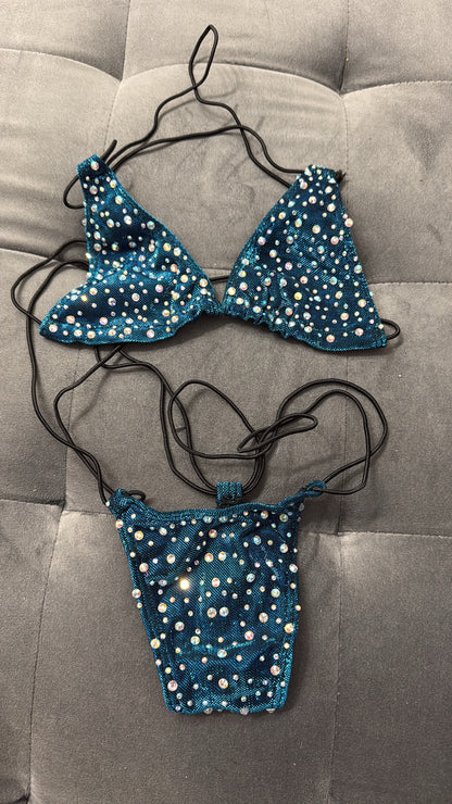 10B Set Susi – Rhinestone Micro Bikini – Exotic Dancer Stagewear for Women – Stage & Clubwear Outfit King Thong