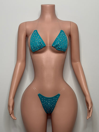 10B Set candy – Rhinestone Micro Bikini – Stripper Dancewear for Women – Stage & Clubwear Outfit  King Thong