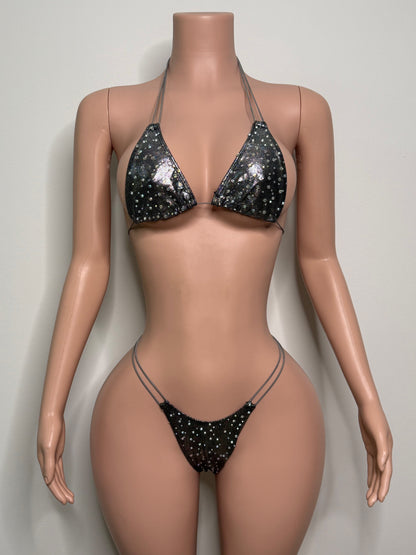 10B Set Susi – Rhinestone Micro Bikini – Stripper Dancewear for Women – Stage & Clubwear Outfit  King Thong