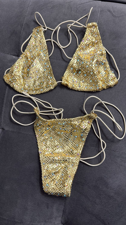 10B Set Susi – Rhinestone Micro Bikini – Exotic Dancer Stagewear for Women – Stage & Clubwear Outfit King Thong