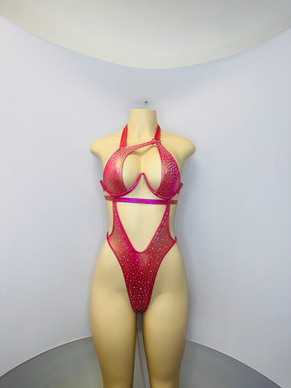 11M Body Sandra – Stripper Bodysuit, Rhinestone Stagewear, Dance Outfit - On Request