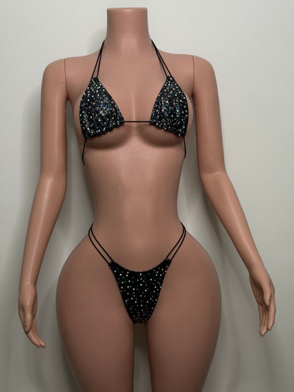 10B Set Susi – Rhinestone Micro Bikini – Exotic Dancer Stagewear for Women – Stage & Clubwear Outfit King Thong