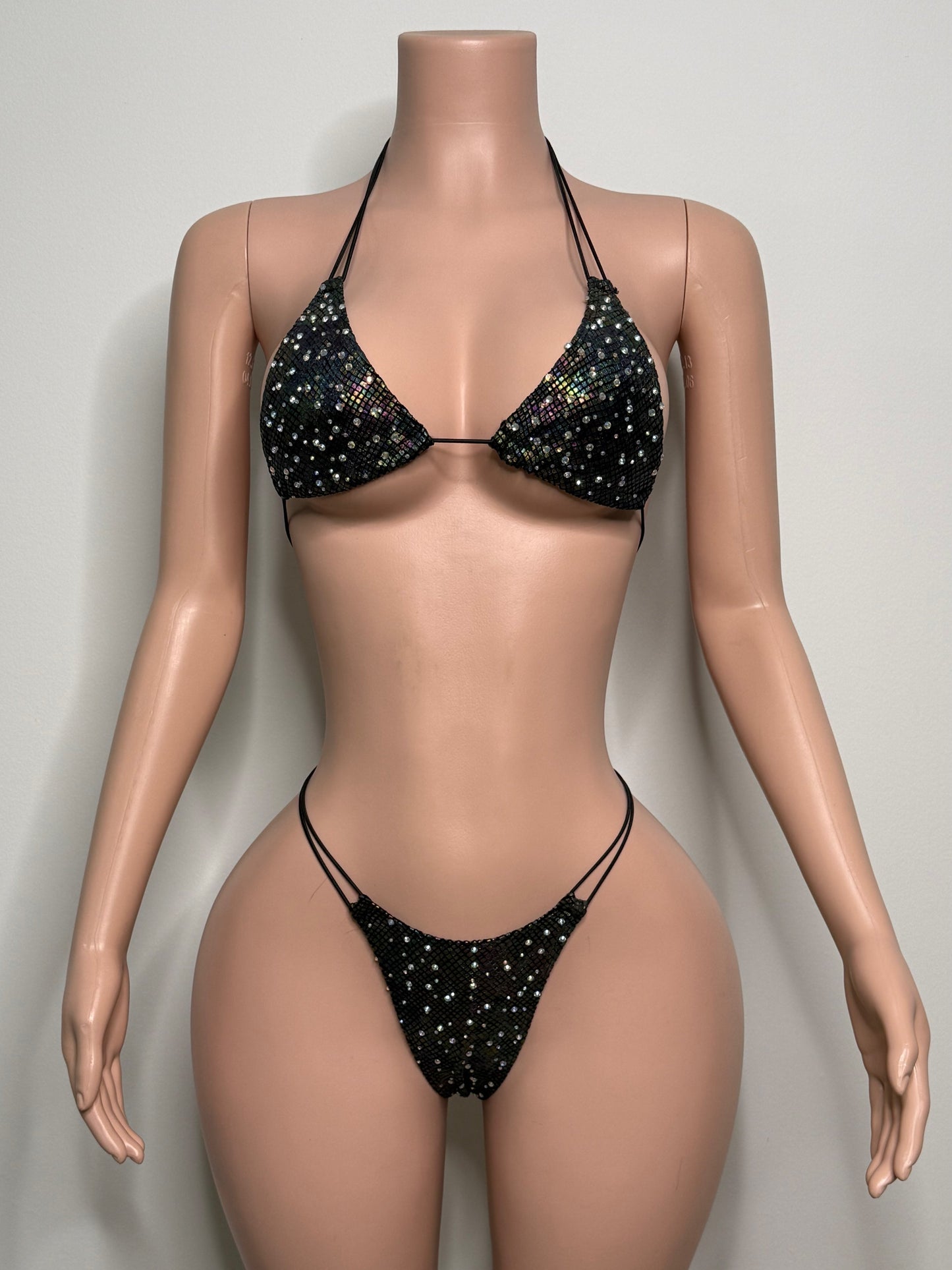 10B Set Susi – Rhinestone Micro Bikini – Stripper Dancewear for Women – Stage & Clubwear Outfit  King Thong