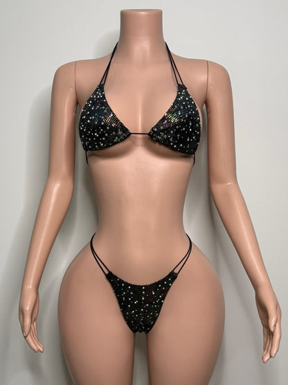 10B Set Susi – Rhinestone Micro Bikini – Stripper Dancewear for Women – Stage & Clubwear Outfit  King Thong