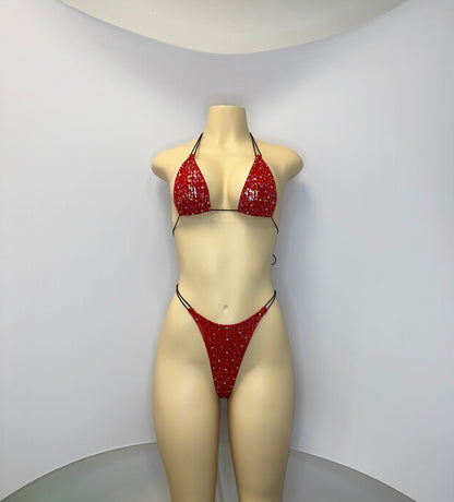 10B Set Susi XL – Rhinestone Micro Bikini – Stripper Dancewear for Women – Stage & Clubwear Outfit  King Thong - Made to order