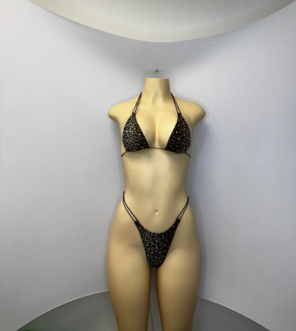 10B Set Susi XL – Rhinestone Micro Bikini – Stripper Dancewear for Women – Stage & Clubwear Outfit  King Thong - Made to order