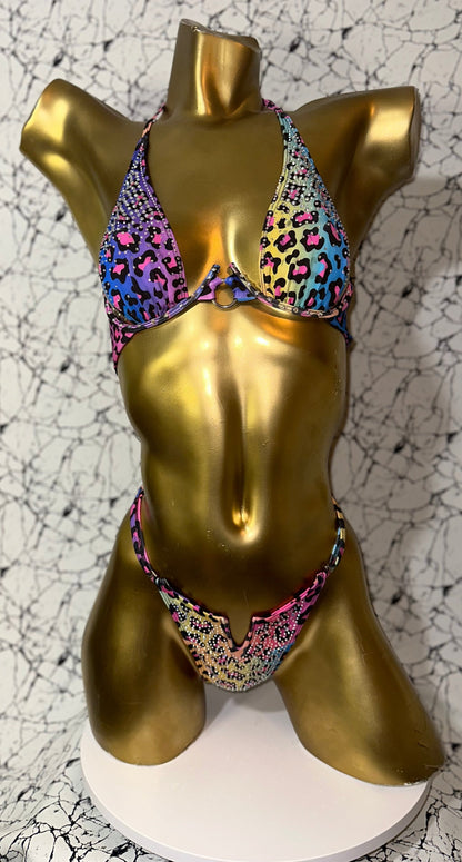 10B Exotic dancewear Set Media Luna with Stones