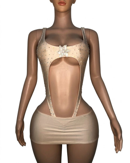 10A Body Rachel With Crystals and Chain - Made to order