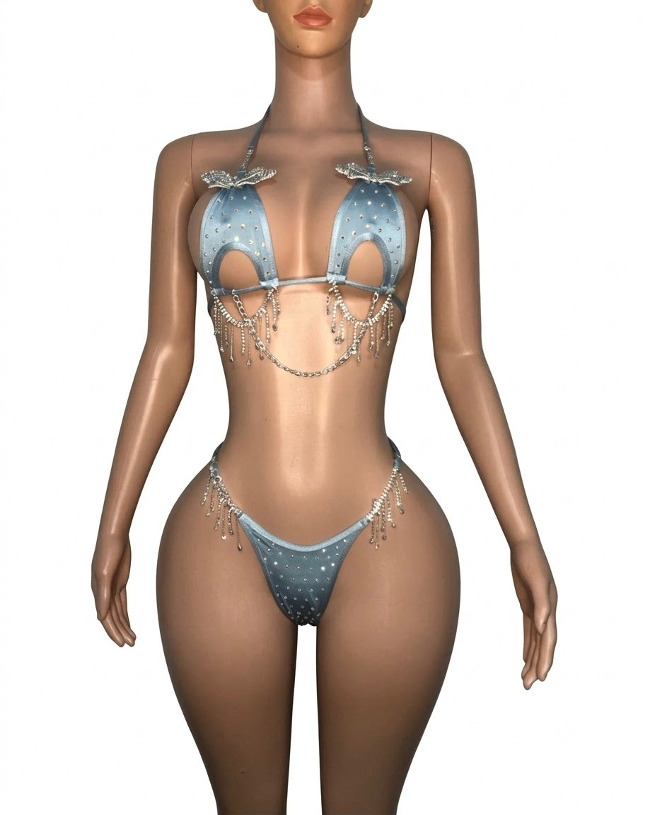 10B Set Morgan With Crystals and Chain - Made to order