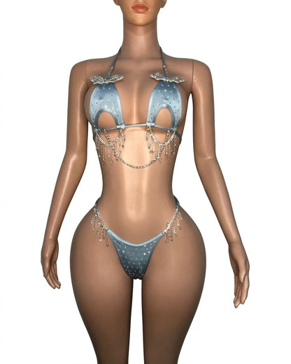 10B Set Morgan With Crystals and Chain - Made to order