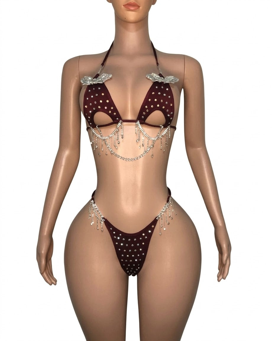 10B Set Morgan With Crystals and Chain - Made to order