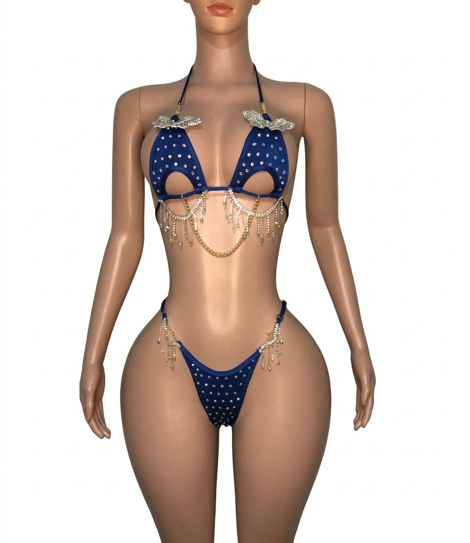 10B Set Morgan With Crystals and Chain - Made to order