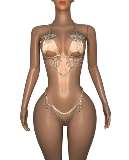 10B Set Morgan With Crystals and Chain - Made to order