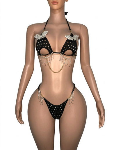 10B Set Morgan With Crystals and Chain - Made to order