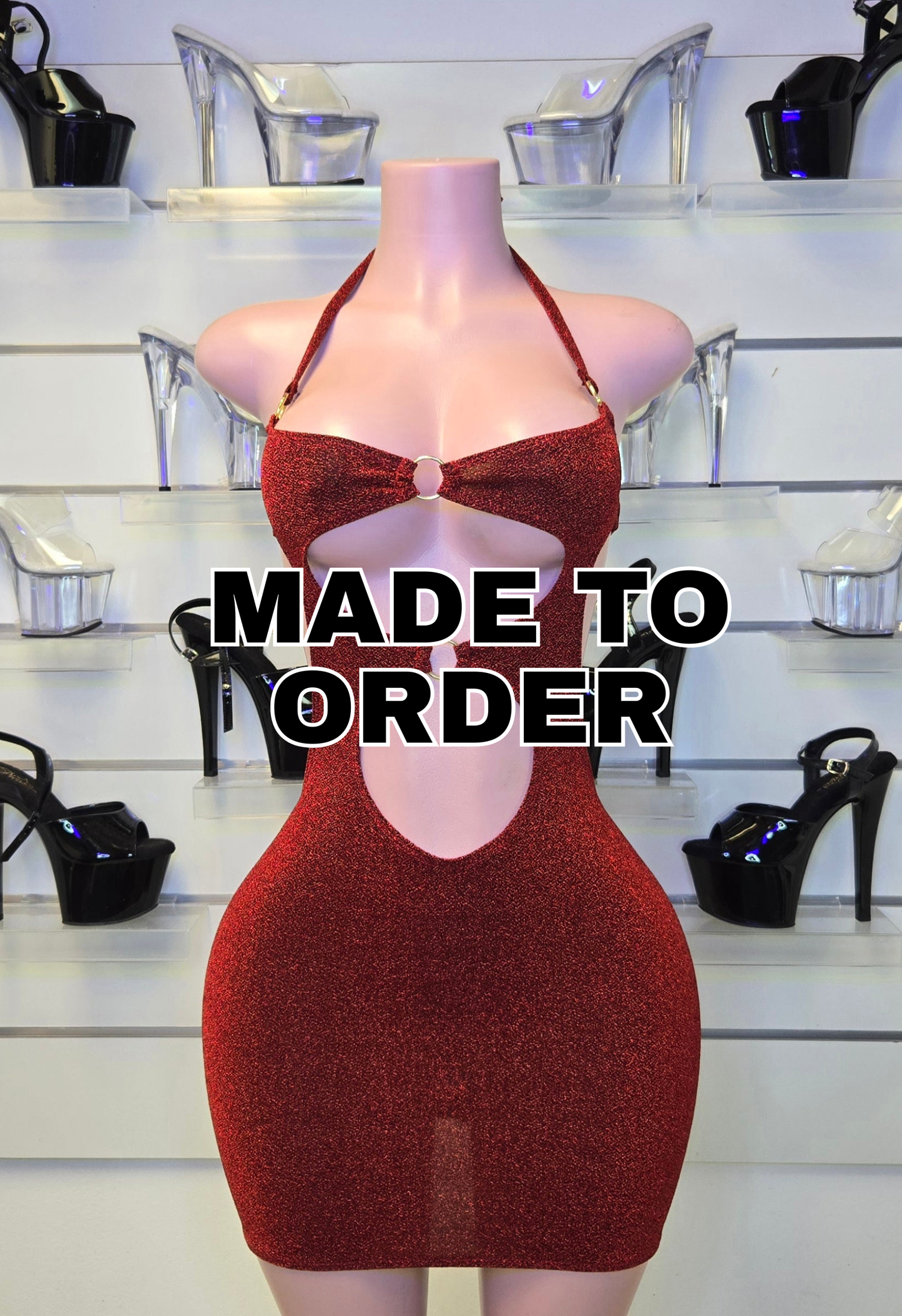 7F GISELLE Short Dress | Handmade Neon Stagewear (Without Stones) - Made to order
