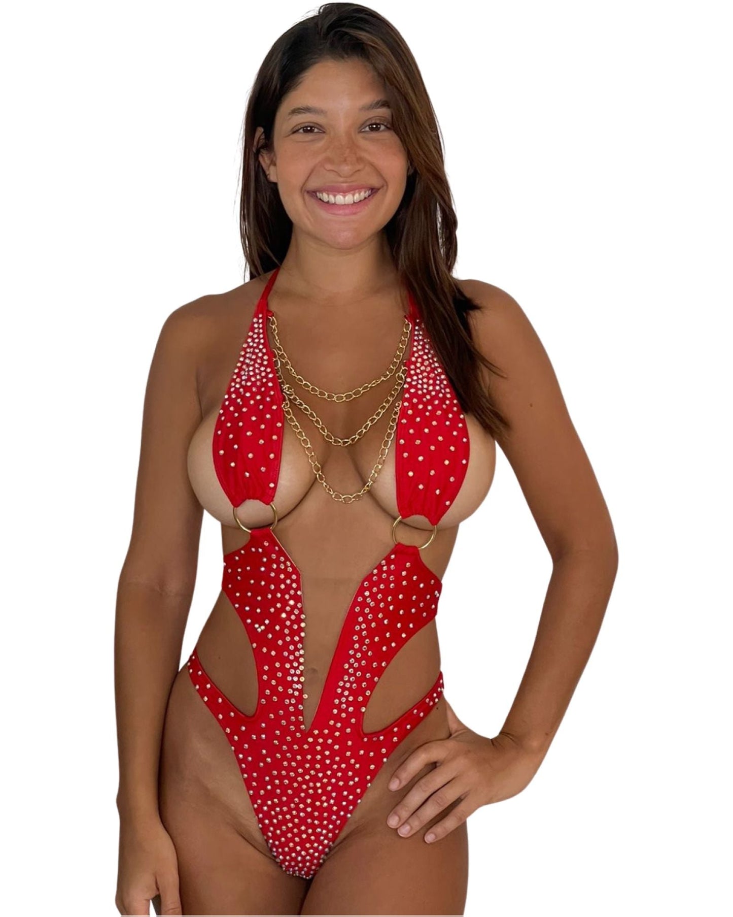 10A Body Bella with Chain and Two Rings, With Stones