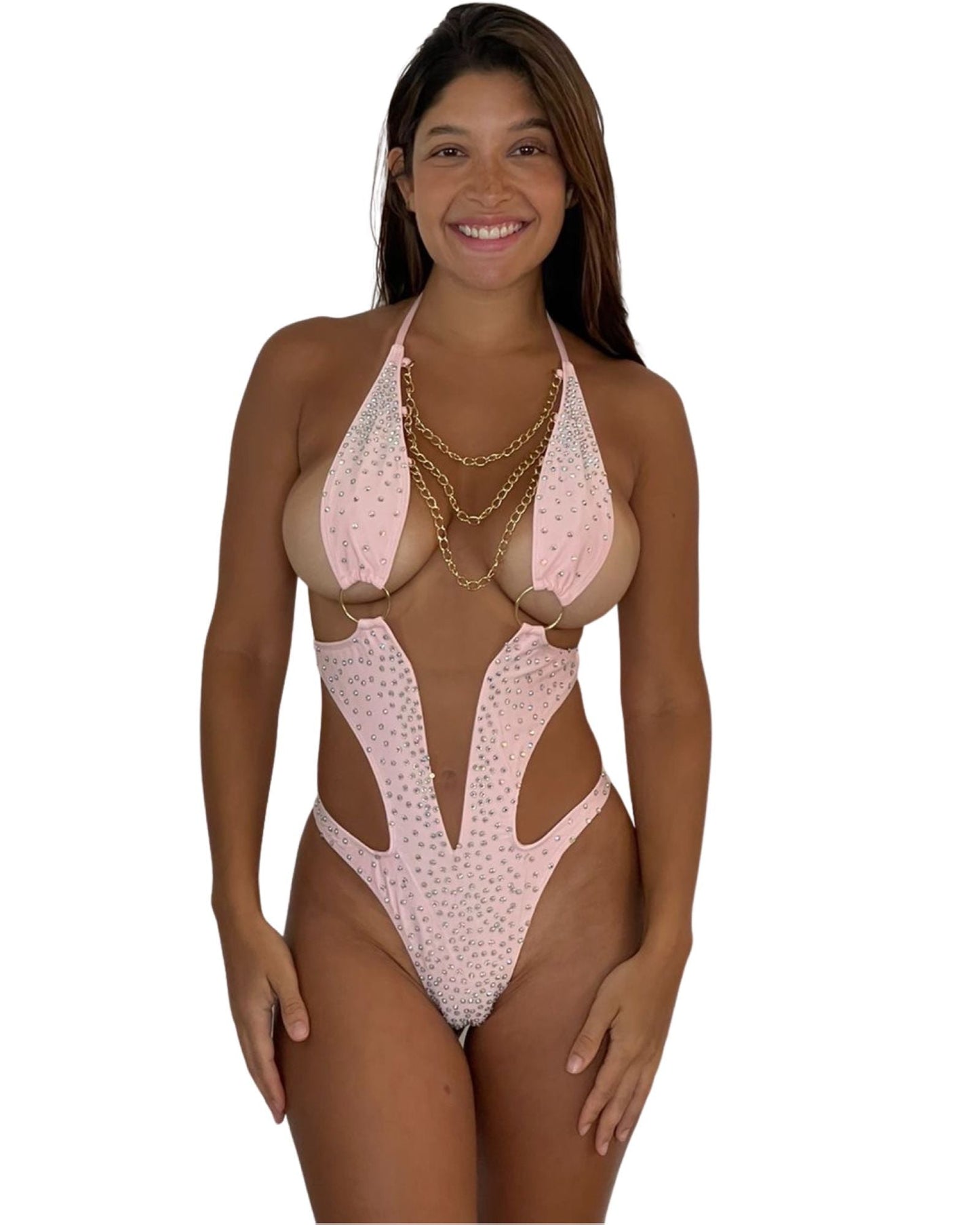 10A Body Bella with Chain and Two Rings, With Stones