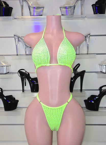 King Thong 1A1 Stripper Bikini Set Sisi with Stones – Neon Dancewear for Performers