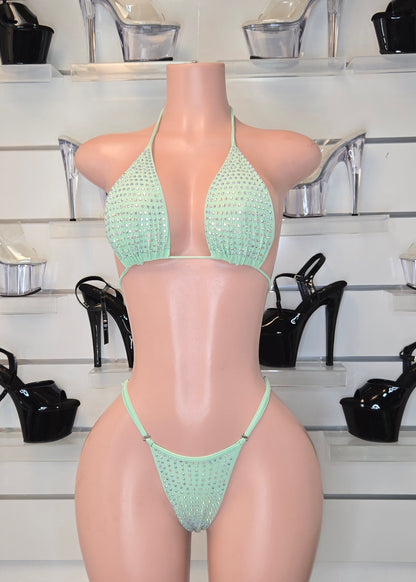 King Thong 1A1 Stripper Bikini Set Sisi with Stones – Neon Dancewear for Performers