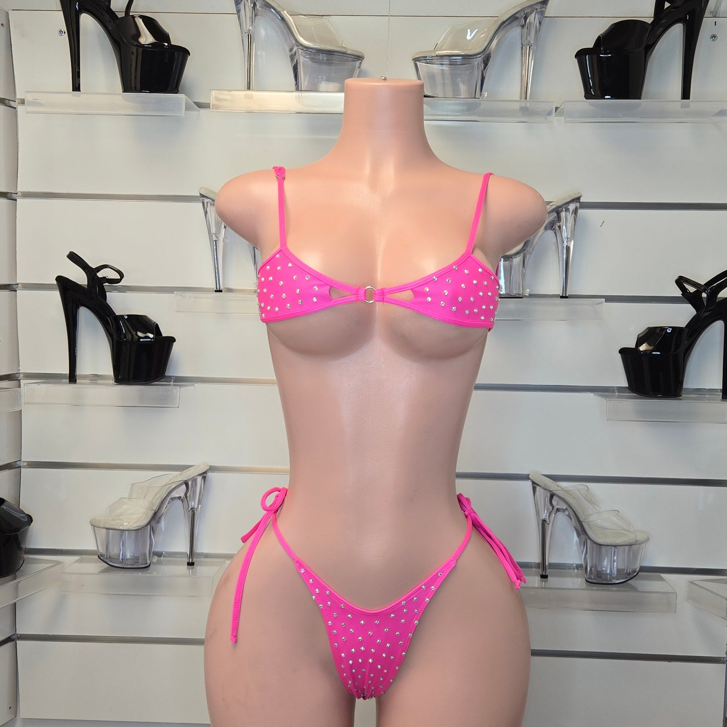 "Neon rhinestone stripper bikini set for dancers – King Thong Camila"

"Sparkly neon pink dancewear for strippers and performers – King Thong"

"Rhinestone thong bikini for exotic dancers – King Thong Camila set"

"Sexy neon stripper outfit with stones – King Thong handmade dancewear"

"Two-piece rhinestone bikini set for pole dancers – King Thong Camila"

"Neon pink stripper bikini with sparkly stones – stagewear for women"