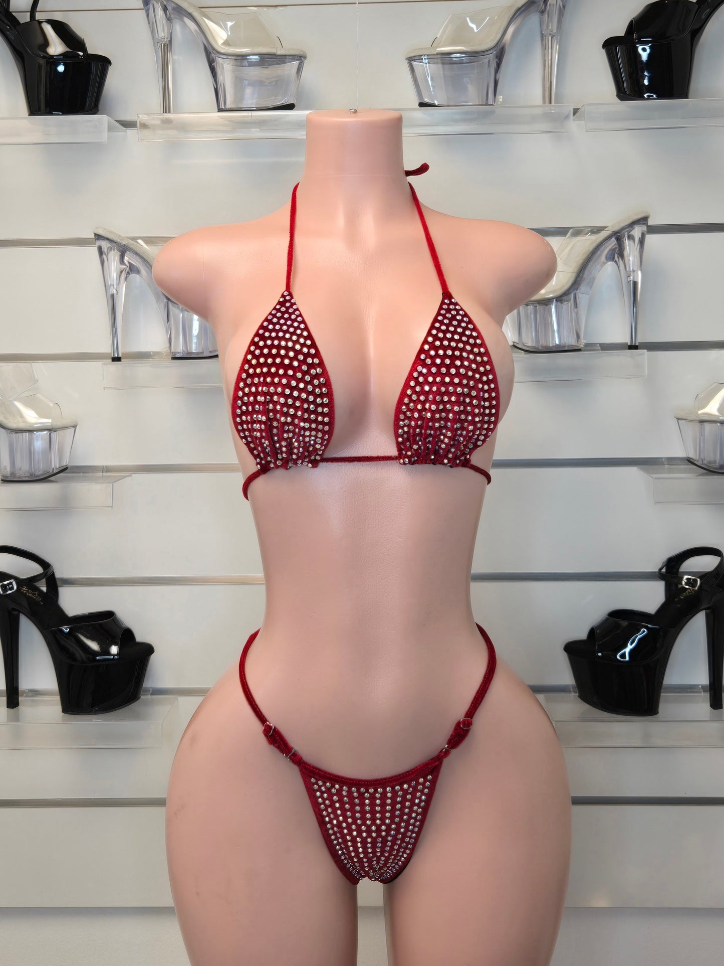 King Thong 1A1 Stripper Bikini Set Sisi with Stones – Neon Dancewear for Performers