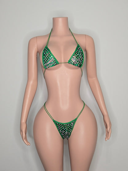 10B Set candy – Rhinestone Micro Bikini – Stripper Dancewear for Women – Stage & Clubwear Outfit  King Thong