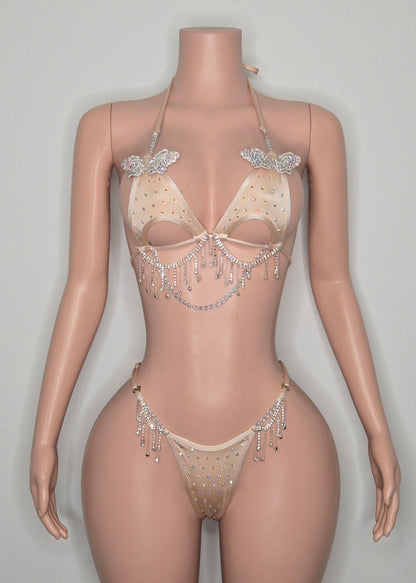 10B Set Morgan With Crystals and Chain - Made to order