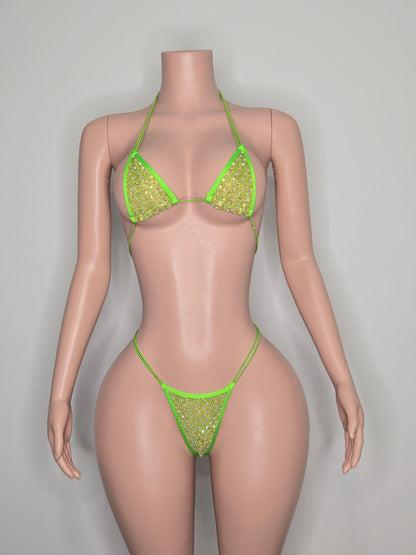 10B Set candy – Rhinestone Micro Bikini – Stripper Dancewear for Women – Stage & Clubwear Outfit  King Thong