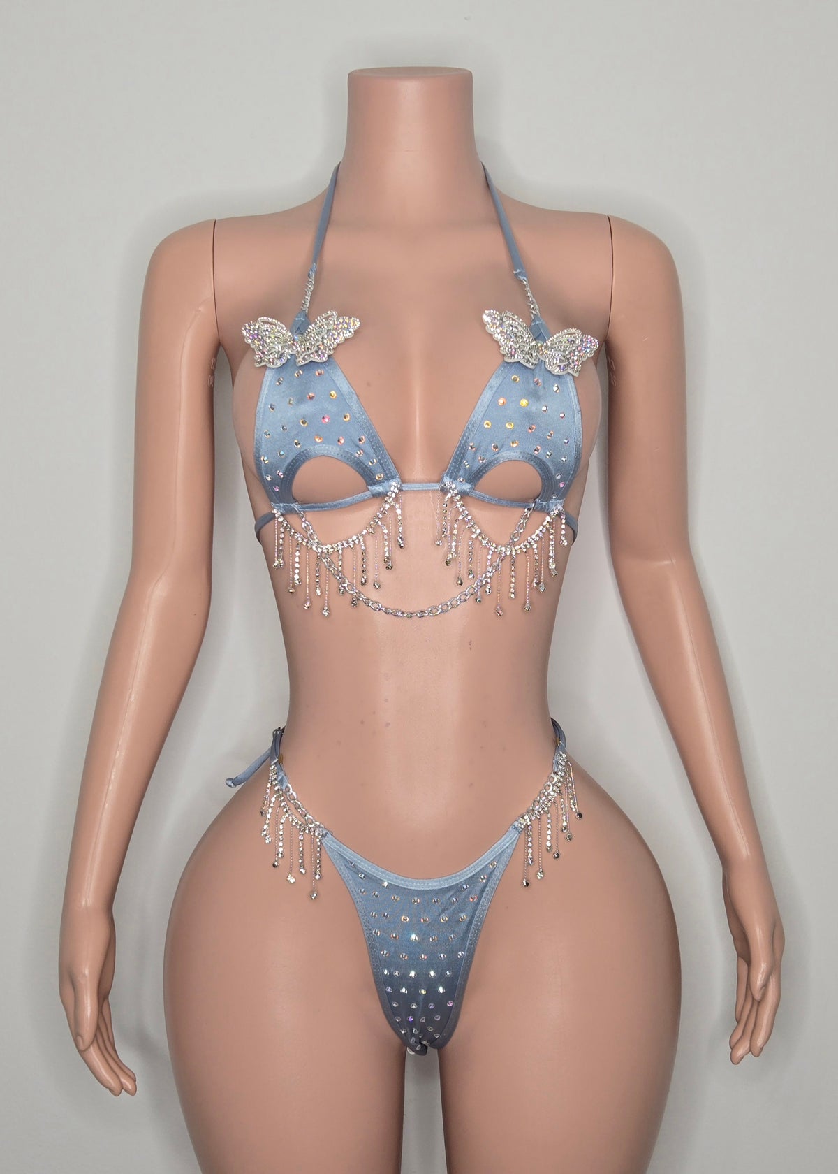 10B Set Morgan With Crystals and Chain - Made to order