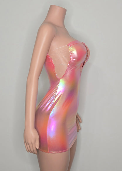 7F ADRIANA Short Dress | Handmade Neon Stagewear (Without Stones)