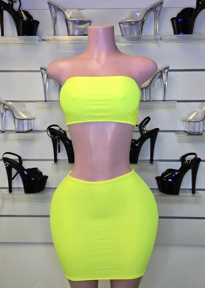 7F TWO PIECES Dress | Handmade Neon Stagewear (Without Stones)