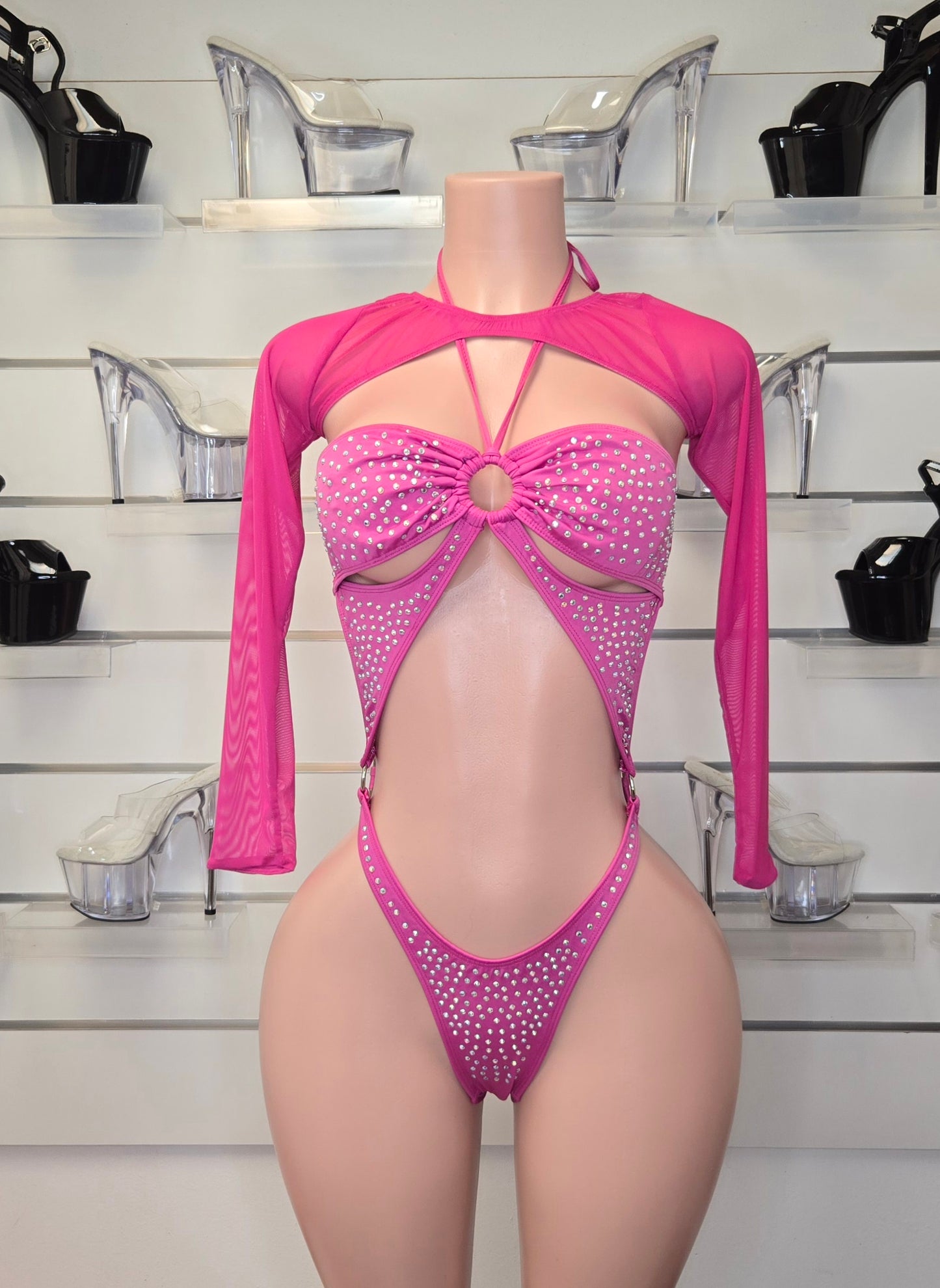 1J Short Sleeve Bodysuit With Stones - On Request