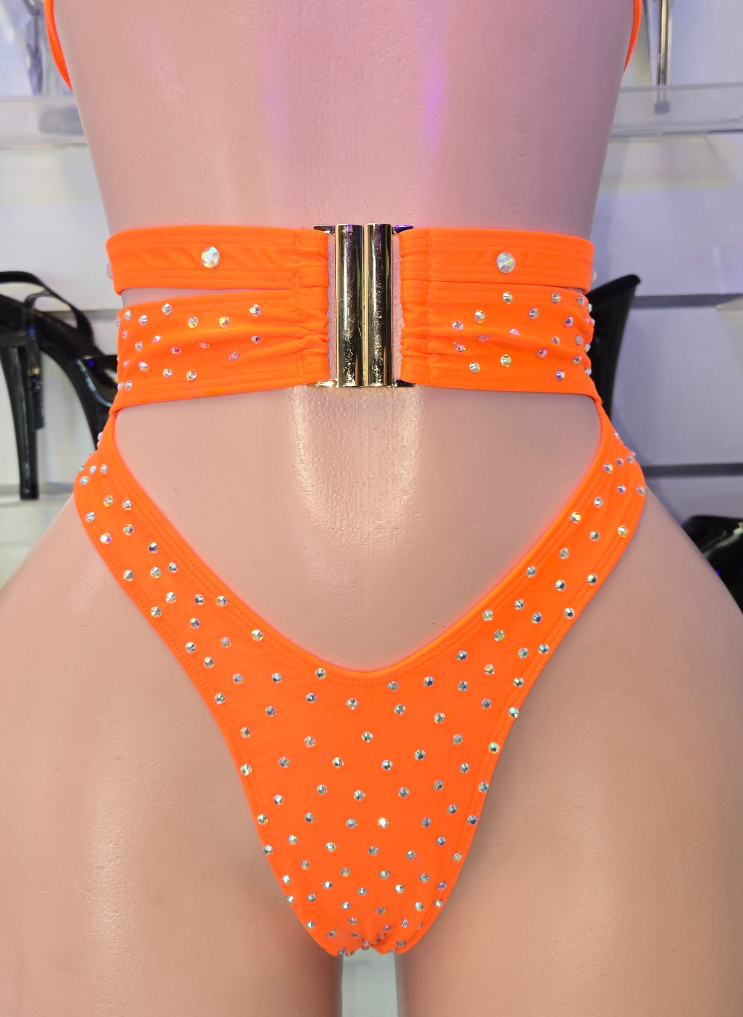 10A Set Alejandra – Stripper Rhinestone Bikini Handmade for Club Performers - On request