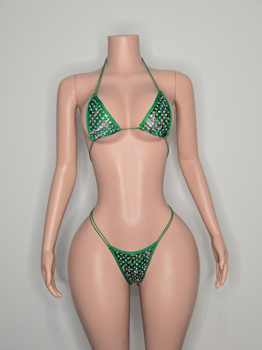 10B Set candy – Rhinestone Micro Bikini – Stripper Dancewear for Women – Stage & Clubwear Outfit  King Thong - Made to order