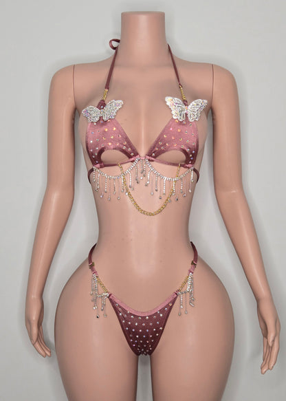 10B Set Morgan With Crystals and Chain - Made to order