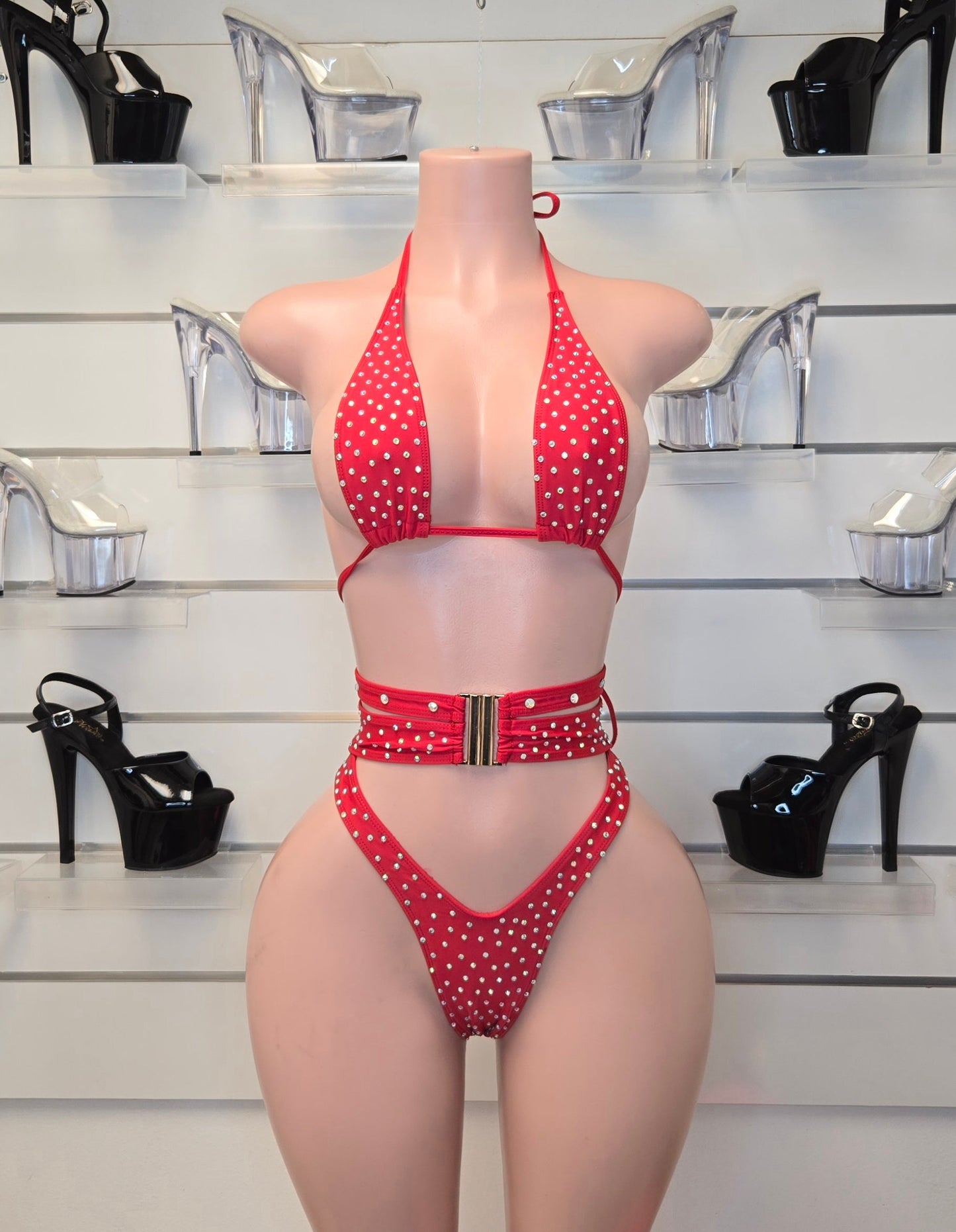 10B Set Alejandra – Stripper Rhinestone Bikini Handmade for Club Performers