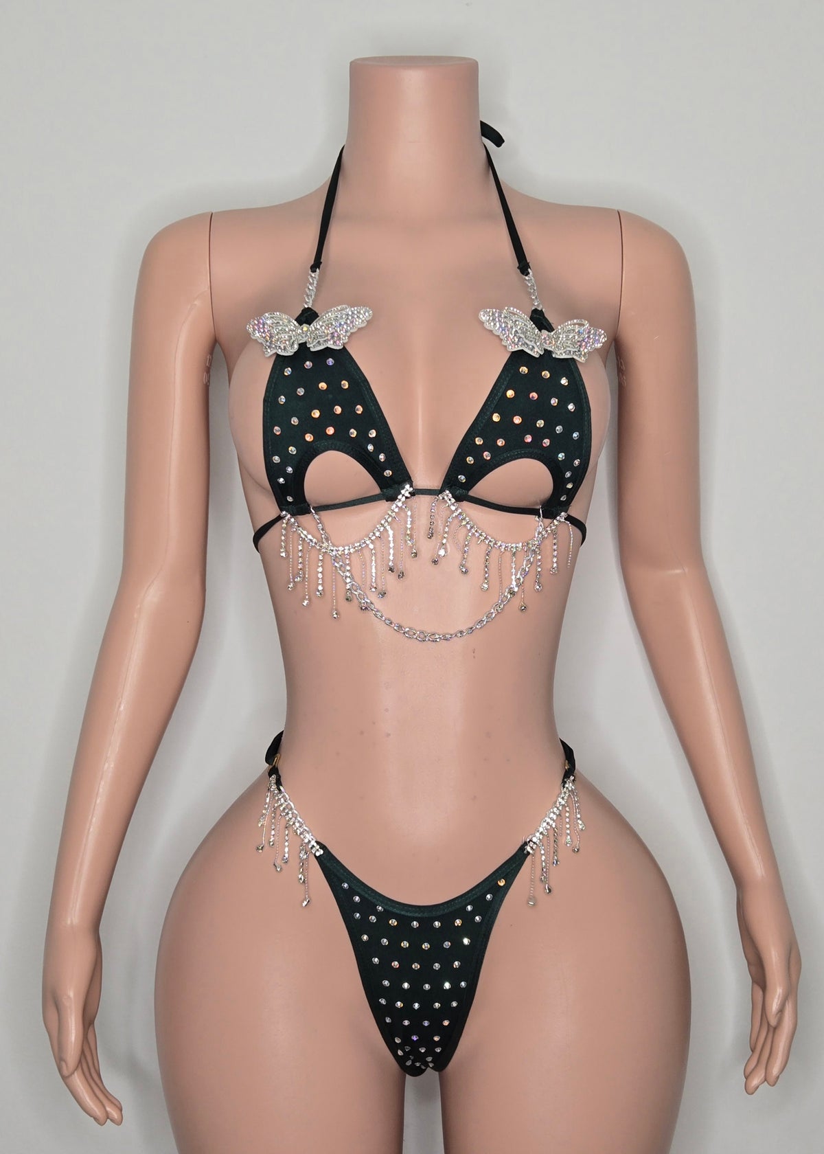10B Set Morgan With Crystals and Chain - Made to order