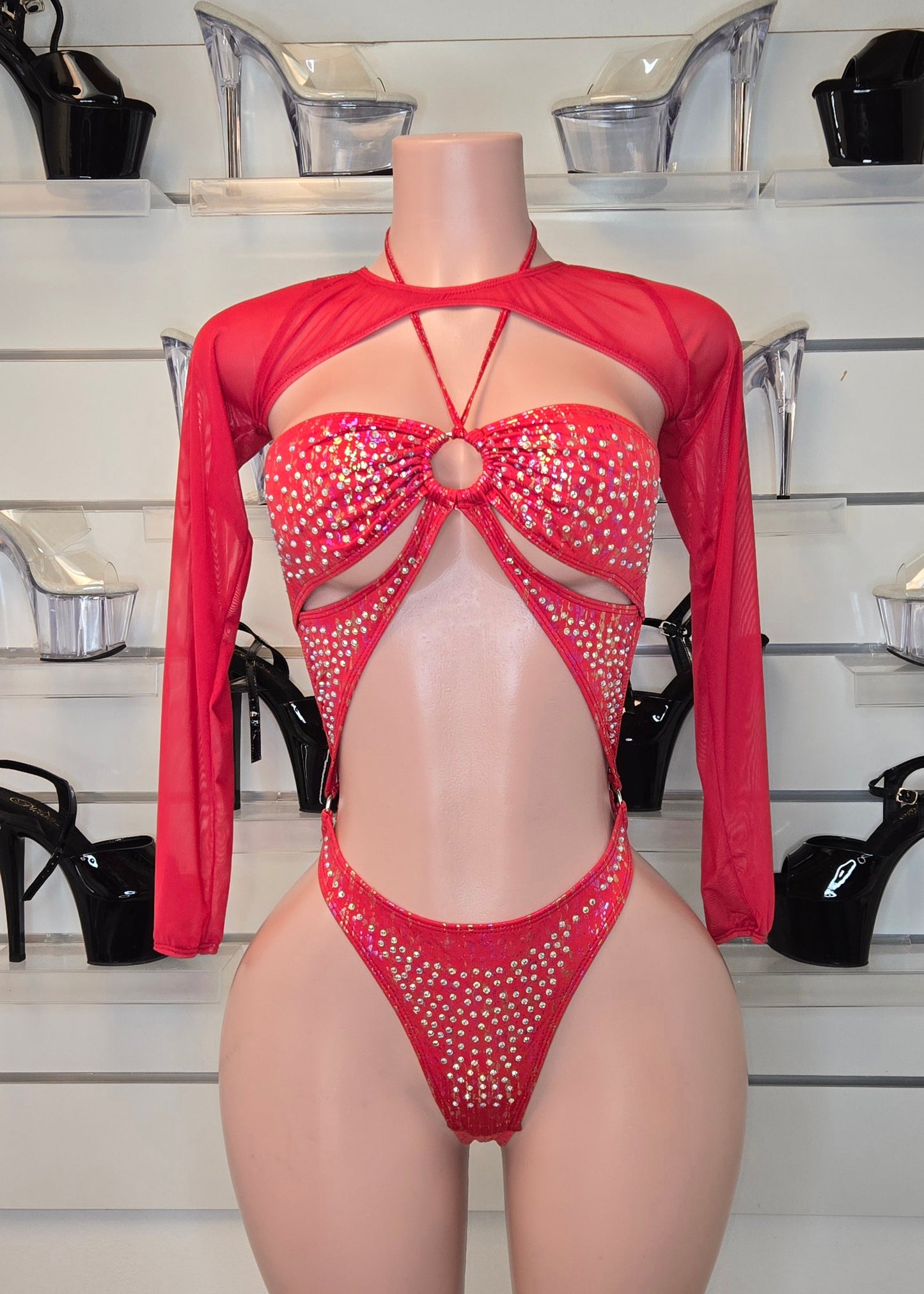 10A Short Sleeve Bodysuit With Rhinestones