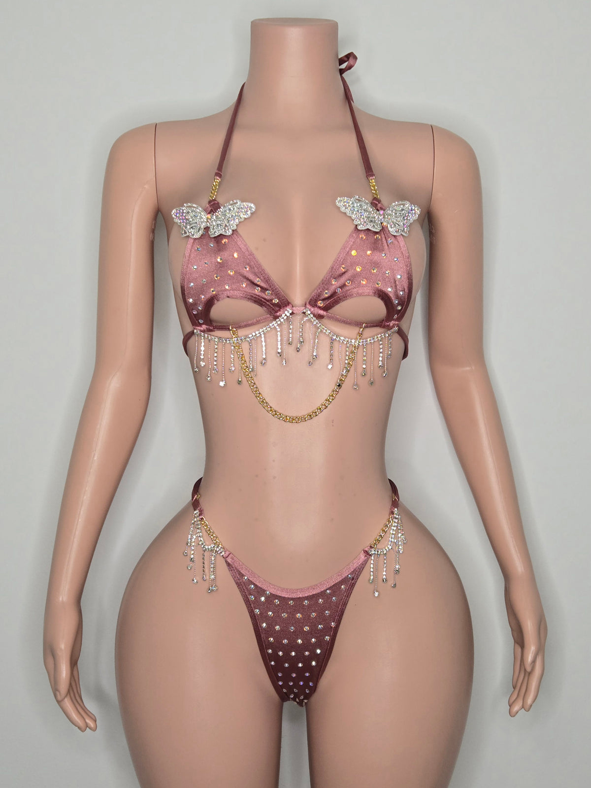 10B Set Morgan With Crystals and Chain - Made to order