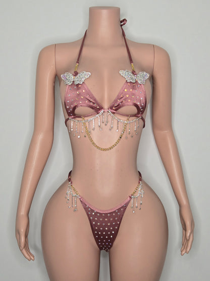 10B Set Morgan With Crystals and Chain - Made to order