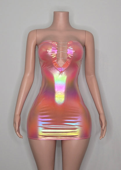 7F ADRIANA Short Dress | Handmade Neon Stagewear (Without Stones)
