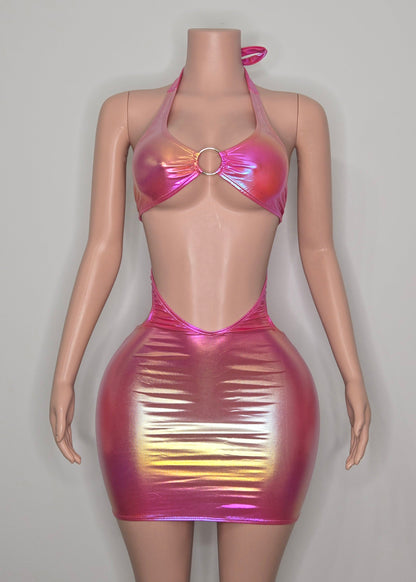 7F DEMMY Short Dress | Handmade Neon Stagewear (Without Stones)