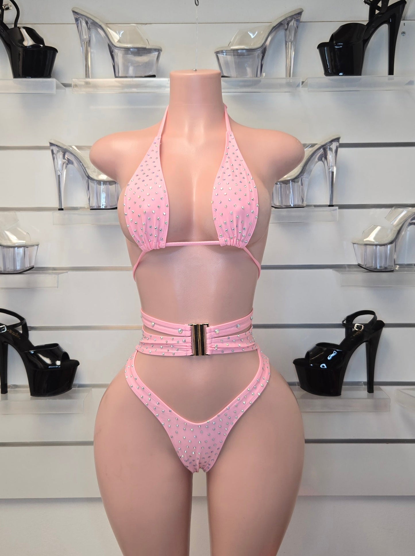 10B Set Alejandra – Stripper Rhinestone Bikini Handmade for Club Performers - Made to order