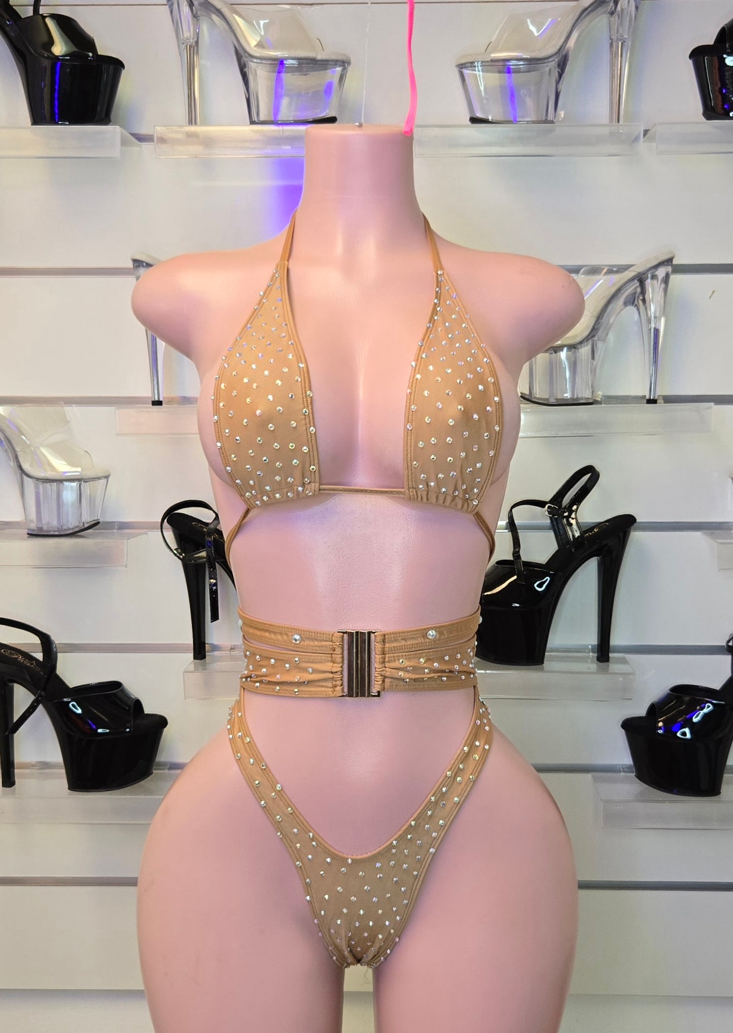 10A Set Alejandra – Stripper Rhinestone Bikini Handmade for Club Performers - On request