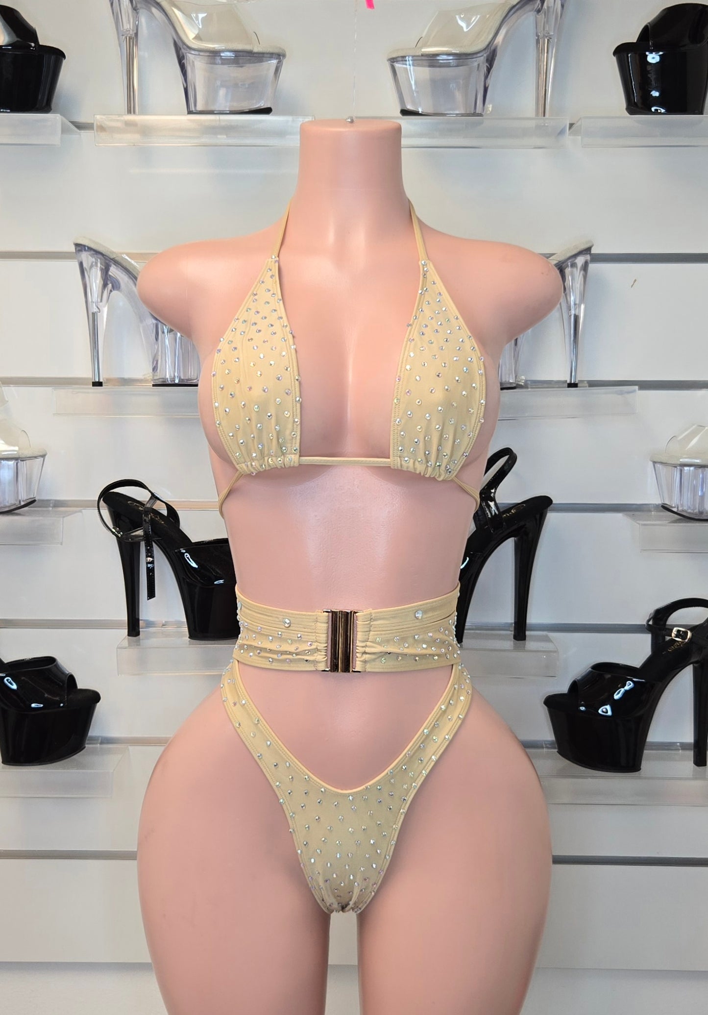 10A Set Alejandra – Stripper Rhinestone Bikini Handmade for Club Performers - On request