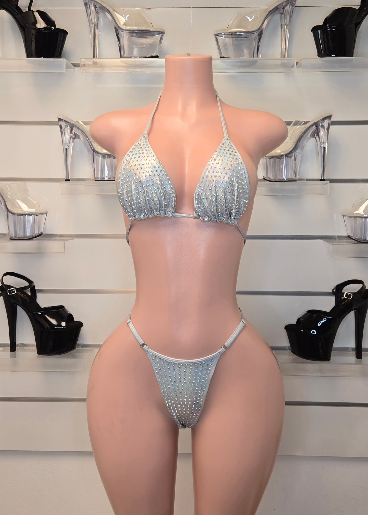 King Thong 1A1 Stripper Bikini Set Sisi with Stones – Neon Dancewear for Performers