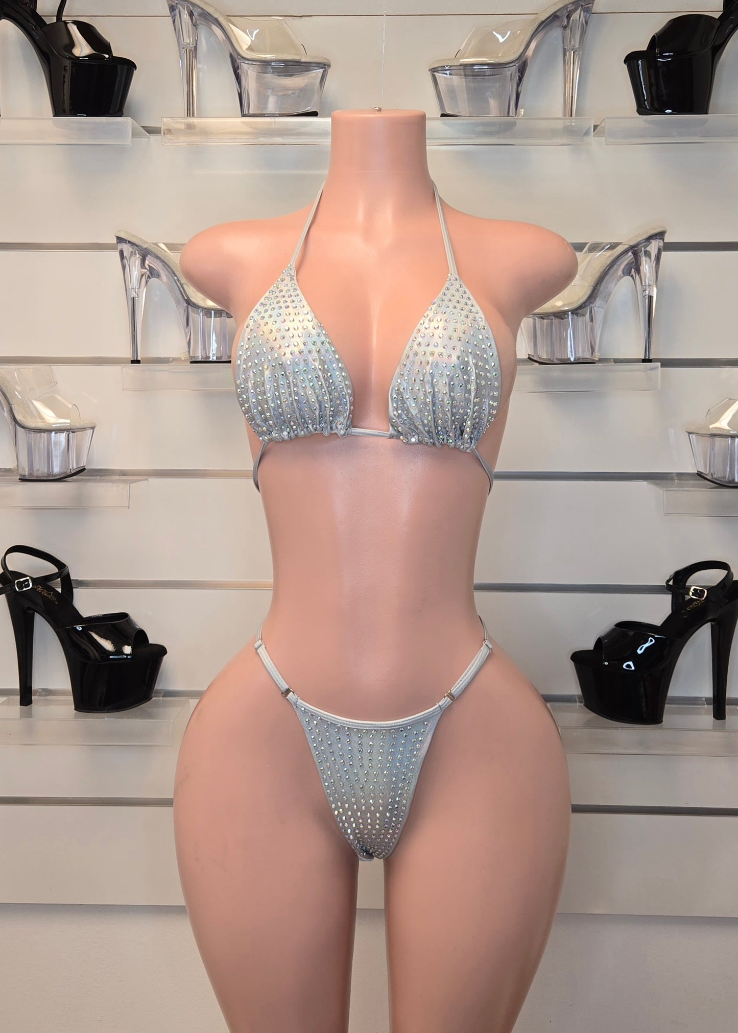 King Thong 1A1 Stripper Bikini Set Sisi with Stones – Neon Dancewear for Performers