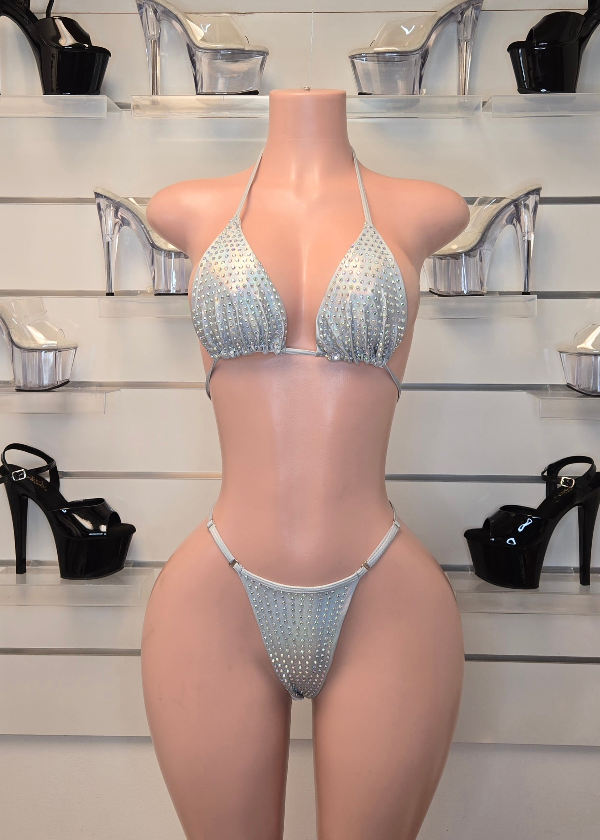 King Thong 1A1 Stripper Bikini Set Sisi with Stones – Neon Dancewear for Performers